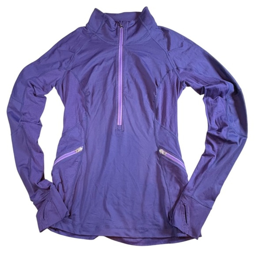 Lululemon Run Back on Track 1/2 Zip Pullover Floral Lace Jacquard Purple Size 4